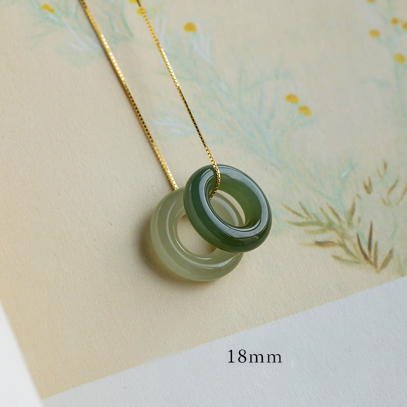 Buddha Stones Natural redondo Jade paz hebilla suerte abundancia collar colgante