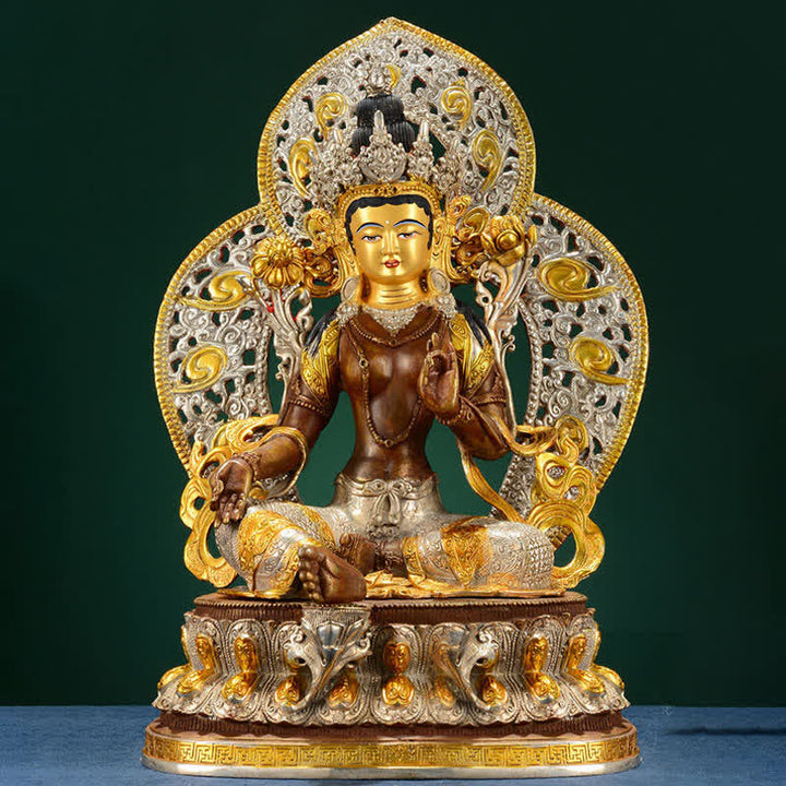 Decoración de estatua de cobre Bodhisattva Green Tara Hope