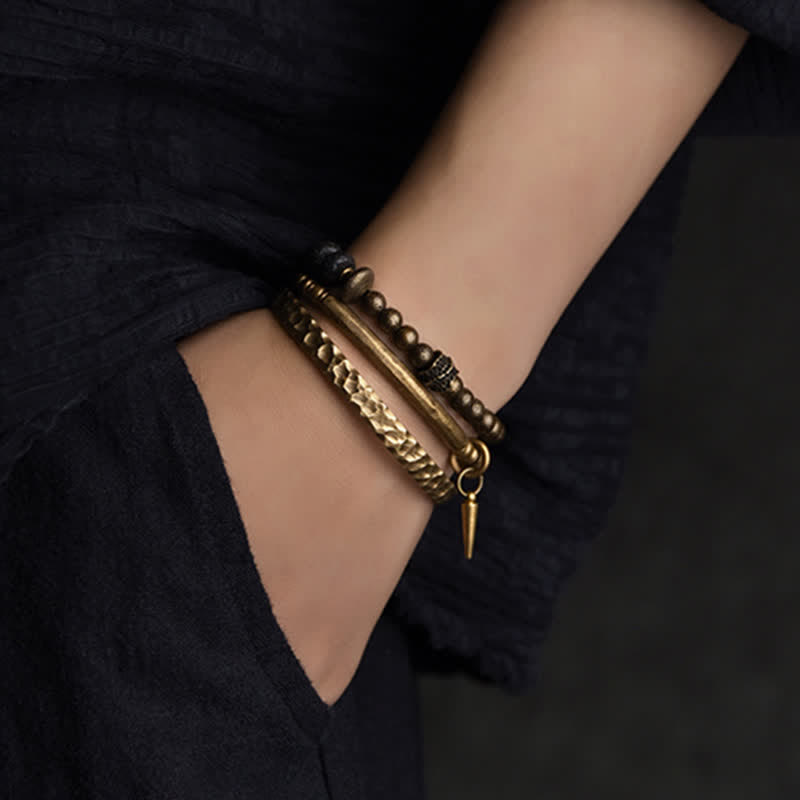 Brazalete de pulsera de equilibrio de cobre de piedra de roca de lava