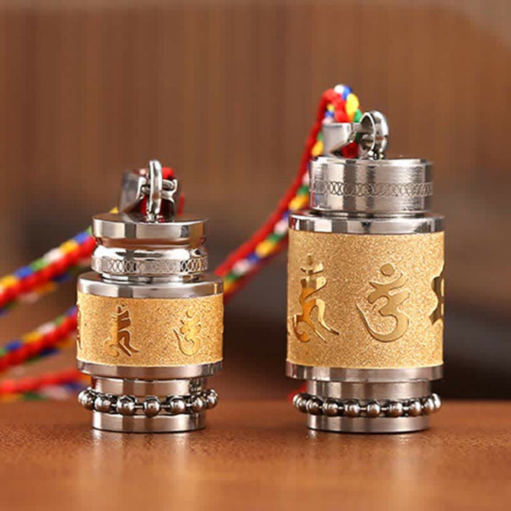 Buddha Stones Tíbet Om Mani Padme Hum Shurangama Mantra Titanio Acero Sabiduría Amuleto Collar Colgante - image 4