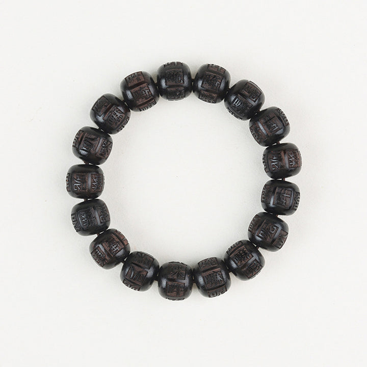 Pulsera de equilibrio grabada con Buddha Stones , madera de ébano del Tíbet, Om Mani Padme Hum