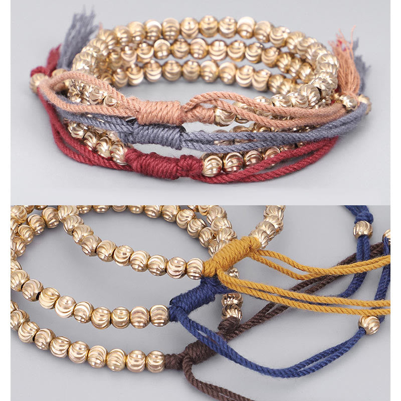 Pulsera de hilo de la suerte con cuentas de cobre hechas a mano tibetana con Buddha Stones