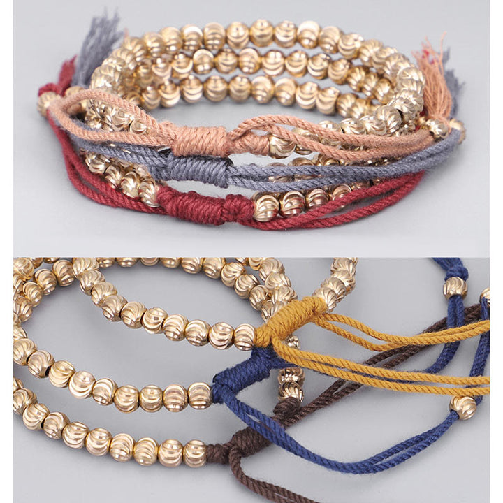 Pulsera de hilo de la suerte con cuentas de cobre hechas a mano tibetana con Buddha Stones