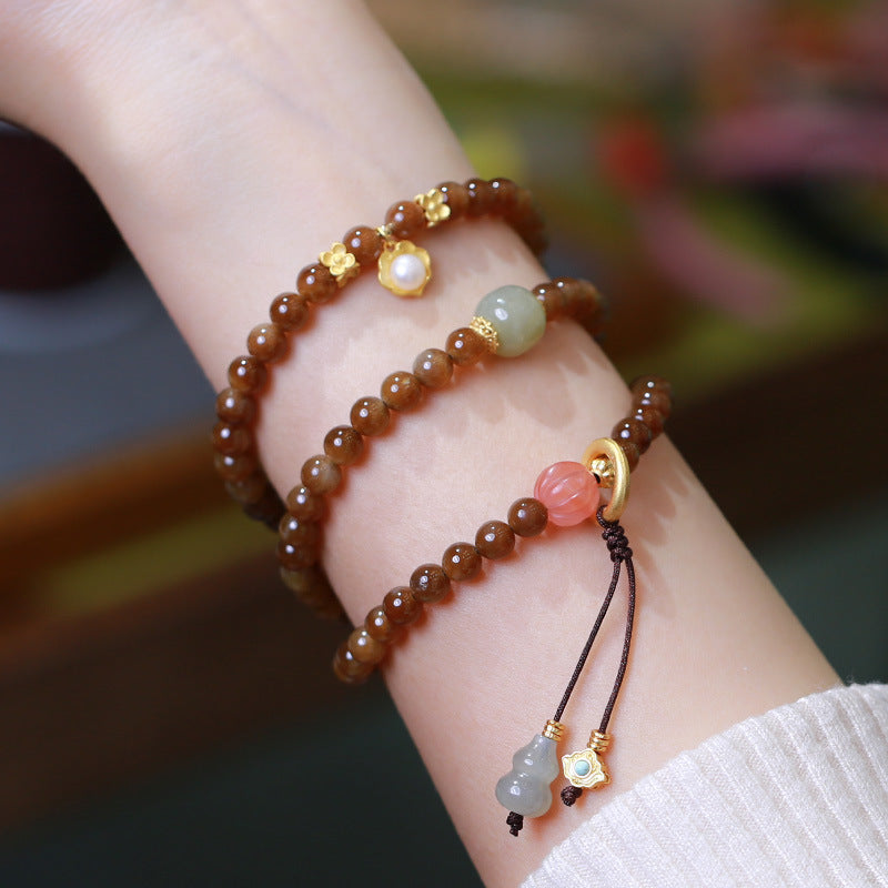 Collar de pulsera de suerte de prosperidad de calabaza de mariposa de jade