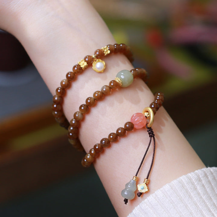 Collar de pulsera de suerte de prosperidad de calabaza de mariposa de jade