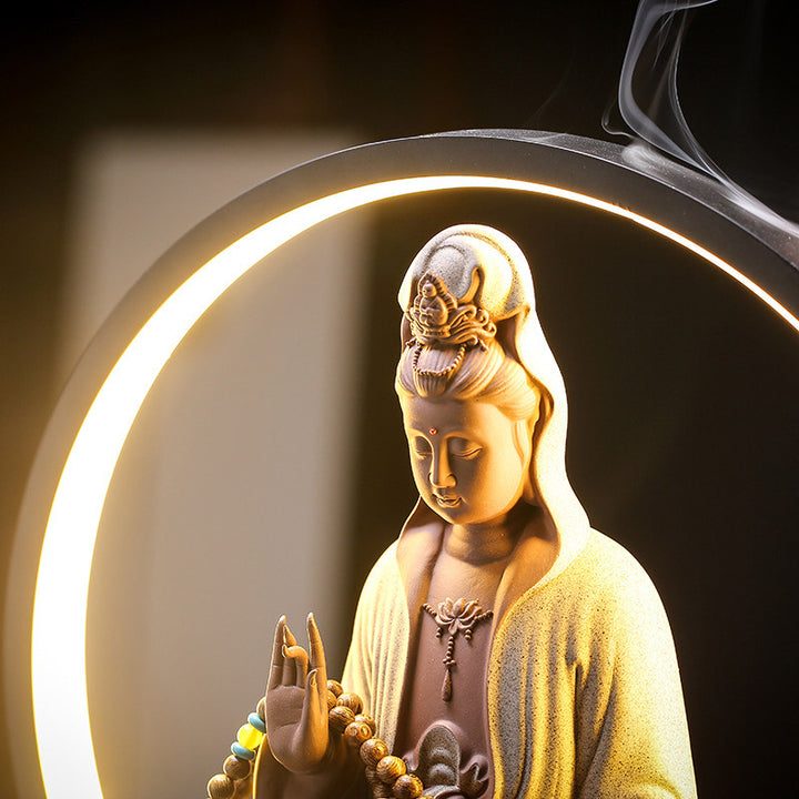 Buddha Stones Buda Avalokitesvara Cerámica Loto Relajación Quemador De Incienso Decoración