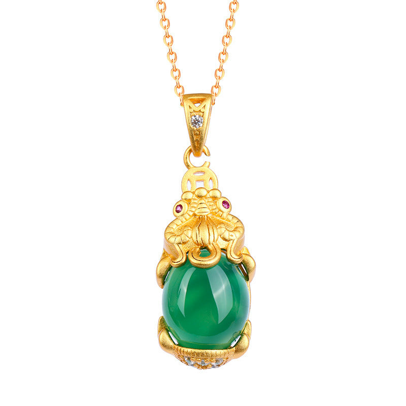 Collar de equilibrio PiXiu de jade natural con Buddha Stones