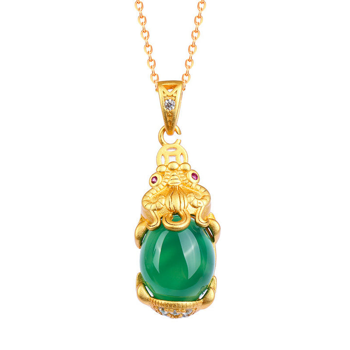 Collar de equilibrio PiXiu de jade natural con Buddha Stones