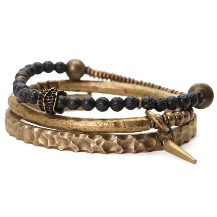 Brazalete de pulsera de equilibrio de cobre de piedra de roca de lava