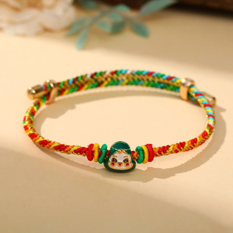 Pulsera hecha a mano para niños y adultos con diseño de Zongzi de cuerda colorida con Buddha Stones