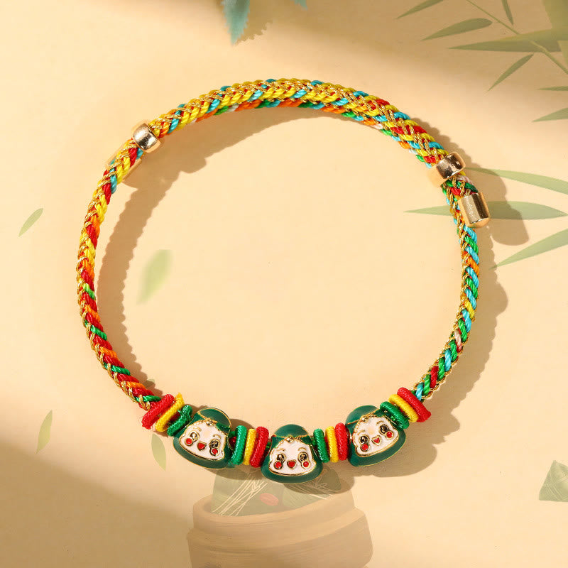 Pulsera hecha a mano para niños y adultos con diseño de Zongzi de cuerda colorida con Buddha Stones