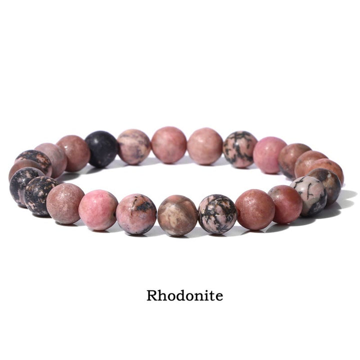 Pulsera de cuentas curativas de cuarzo con piedra natural de piedras de Buddha Stones - 8 mm - Rodonita - image 57
