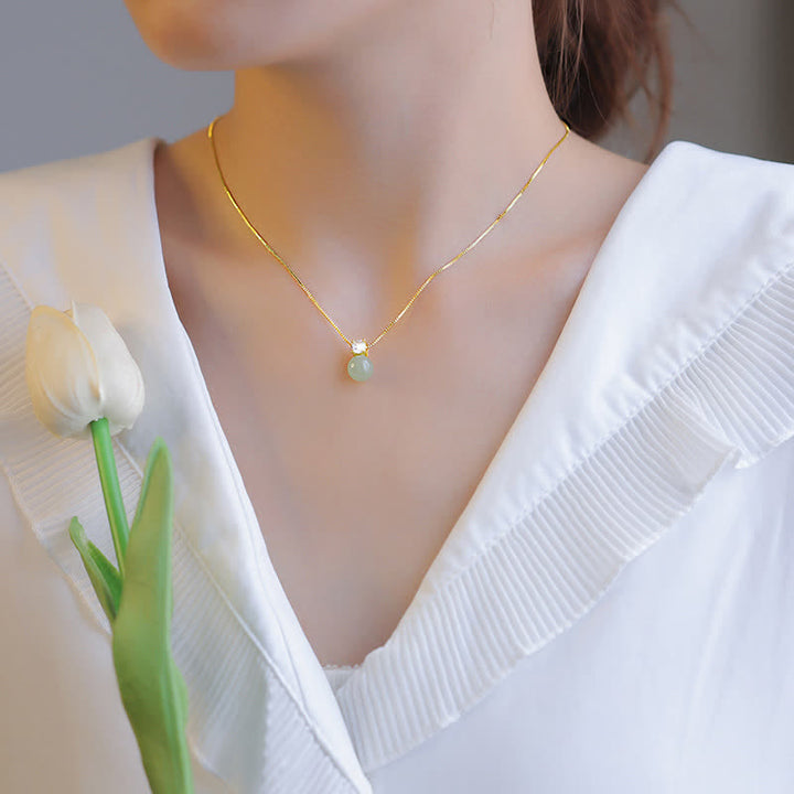 Colgante de collar de cadena de prosperidad de jade con cuentas de la suerte de Buddha Stones