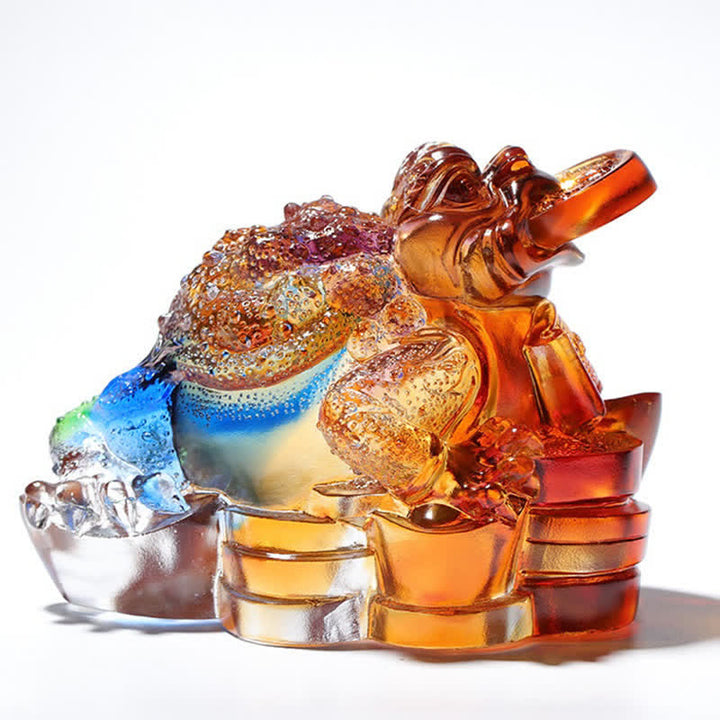 Feng Shui Rana hecha a mano Liuli Crystal Art Piece Riqueza Decoración de la Oficina del Hogar