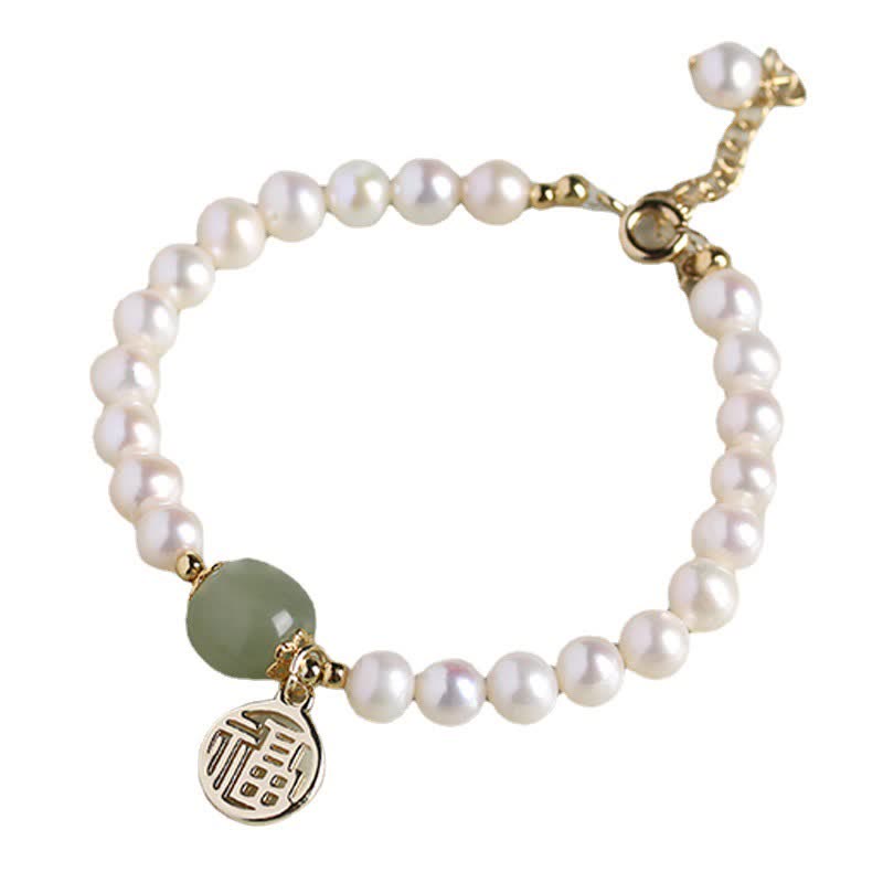 Pulsera de cuentas curativas de felicidad de jade hetiano con perlas naturales de Buddha Stones