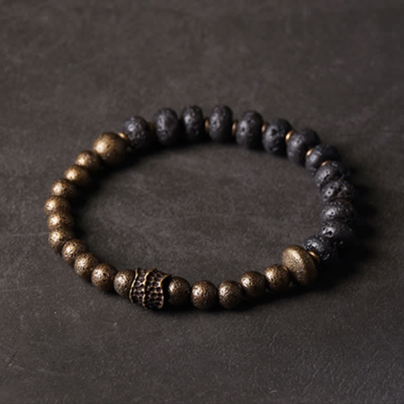 Brazalete de pulsera de equilibrio de cobre de piedra de roca de lava
