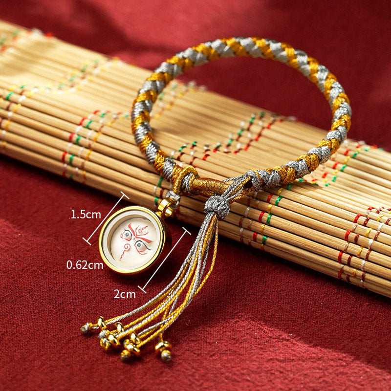 Pulsera trenzada de la suerte con cuerda a escala de dragón, cinco dioses tibetanos hechos a mano con Buddha Stones