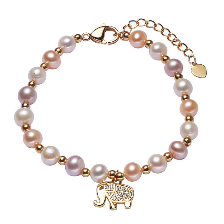 Pulsera de sinceridad con dije de circonita y elefante chapado en oro de 18 quilates con Buddha Stones