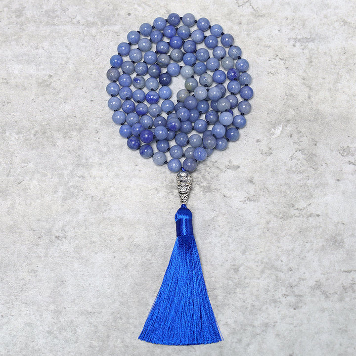 108 Mala Aventurina Azul Cuentas Yoga Meditación Oración Collar De Cuentas