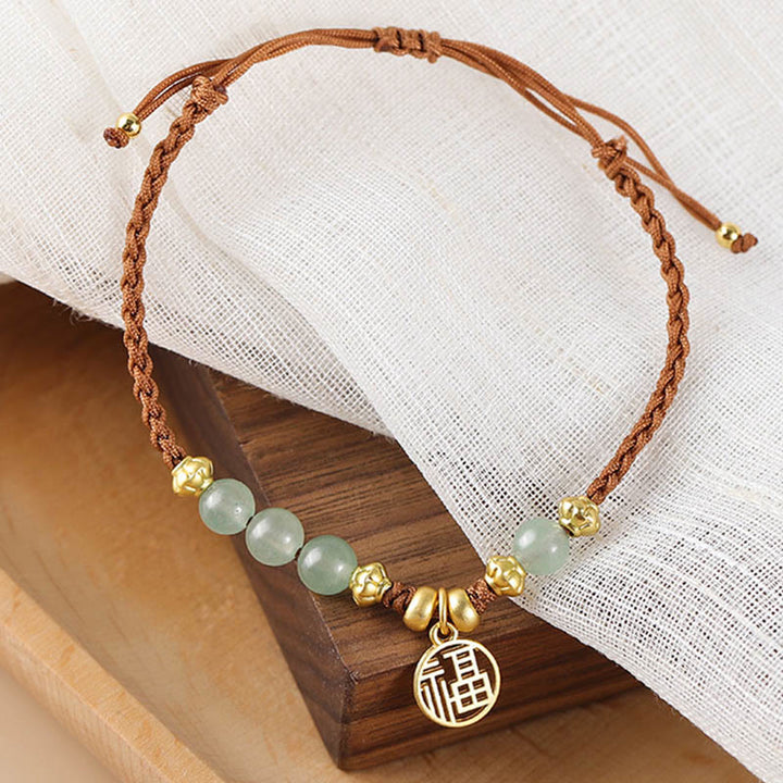 Pulsera de cuerda con Buddha Stones , personaje Fu