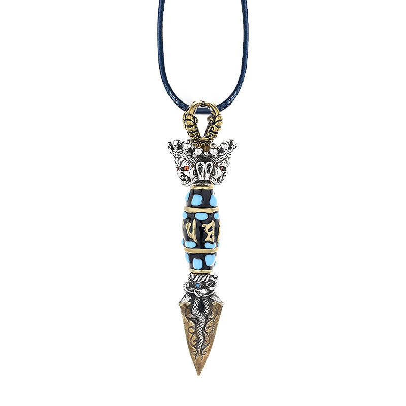 Buddha Stones Tíbet Om Mani Padme Hum Dzi cuenta Dorje Vajra patrón riqueza colgante de collar giratorio - image 12