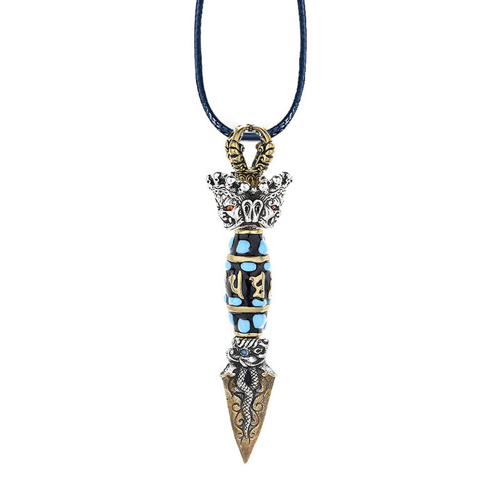 Buddha Stones Tíbet Om Mani Padme Hum Dzi cuenta Dorje Vajra patrón riqueza colgante de collar giratorio - image 12