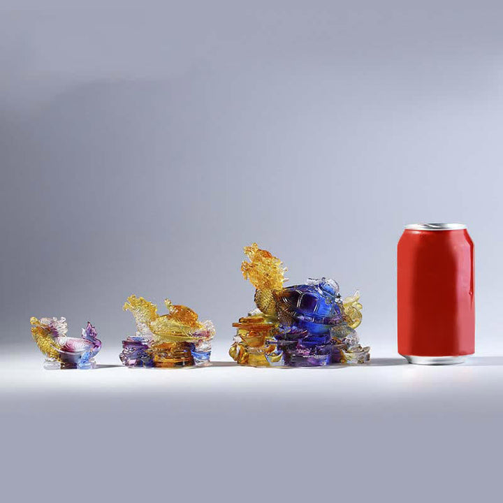 Buddha Stones Feng Shui, monedas de tortuga dragón hechas a mano, pieza de arte de la suerte de cristal Liuli, decoración para el hogar y la Oficina