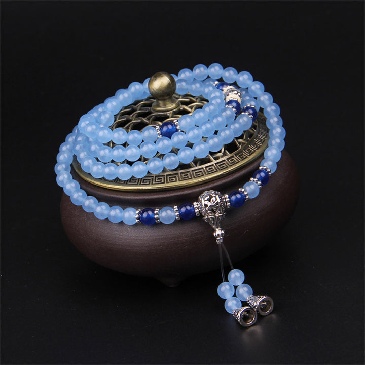 Pulsera curativa de cristal azul de 108 cuentas Mala
