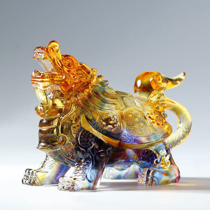 Feng Shui Dragón Tortuga hecha a mano Liuli Crystal Art Piece Decoración de la Oficina del Hogar