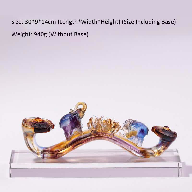Decoración del hogar hecha a mano de Liuli Crystal Ruyi Elephant Art Piece con base de cristal