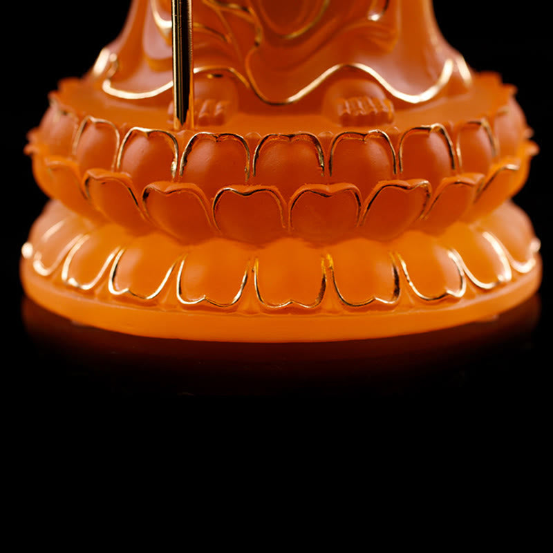 Buddha Stones hechas a mano, estatuilla de Bodhisattva Ksitigarbha, pieza de arte de cristal Liuli, estatua de serenidad, decoración del hogar