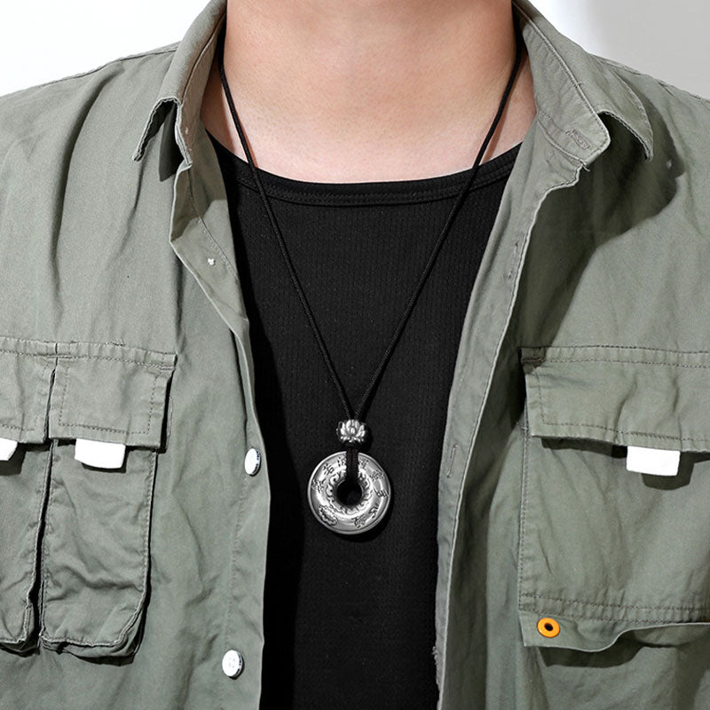 Colgante de plata de ley 999 con forma de corazón, Sutra, loto, hebilla de la paz - image 3