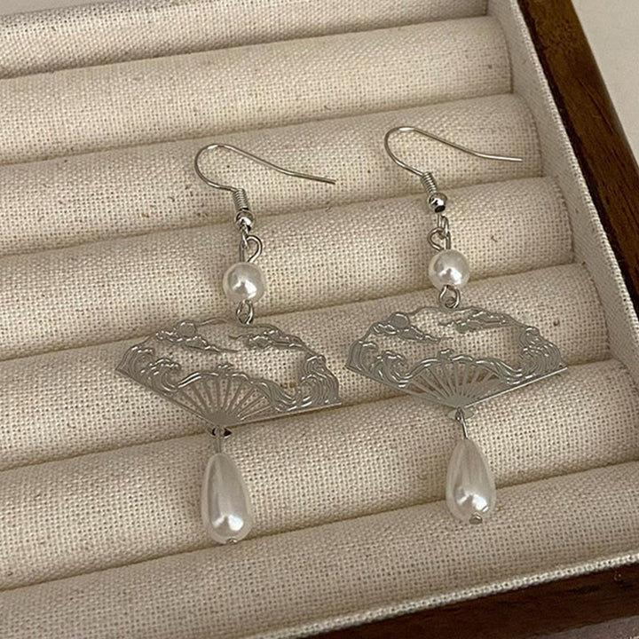 Pendientes colgantes curativos con perlas y nubes propicias, Buddha Stones