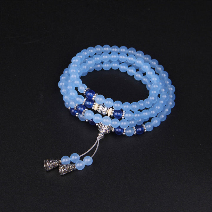 Pulsera curativa de cristal azul de 108 cuentas Mala