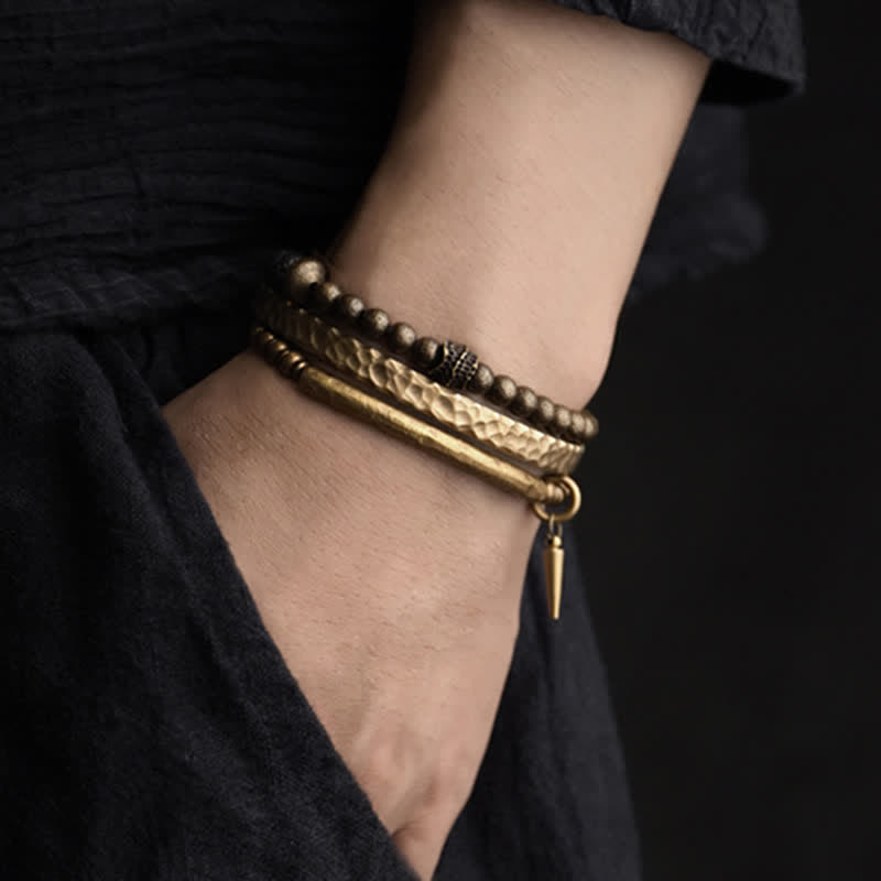 Brazalete de pulsera de equilibrio de cobre de piedra de roca de lava