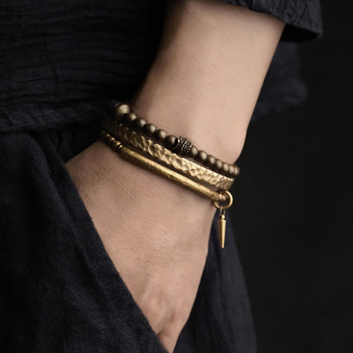 Brazalete de pulsera de equilibrio de cobre de piedra de roca de lava