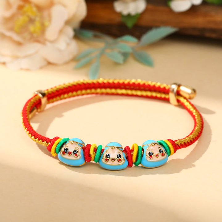 Pulsera hecha a mano para niños y adultos con diseño de Zongzi de cuerda colorida con Buddha Stones