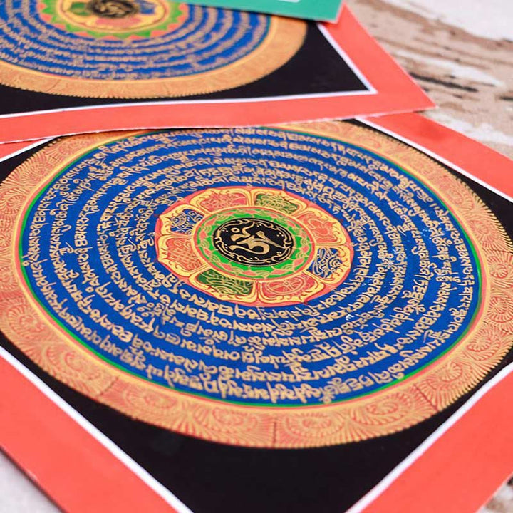Caja ciega tibetana hecha a mano Thangka pintura bendición Thangka patrón de Color aleatorio