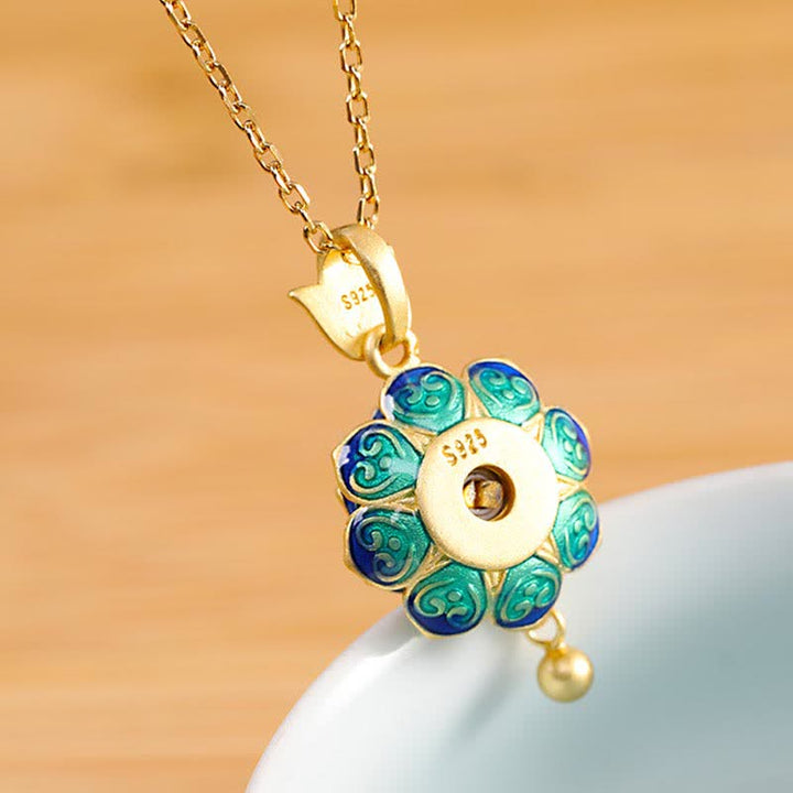 Colgante de plata de ley 925 con rueda de oración de loto del Tíbet y ágata roja - image 4