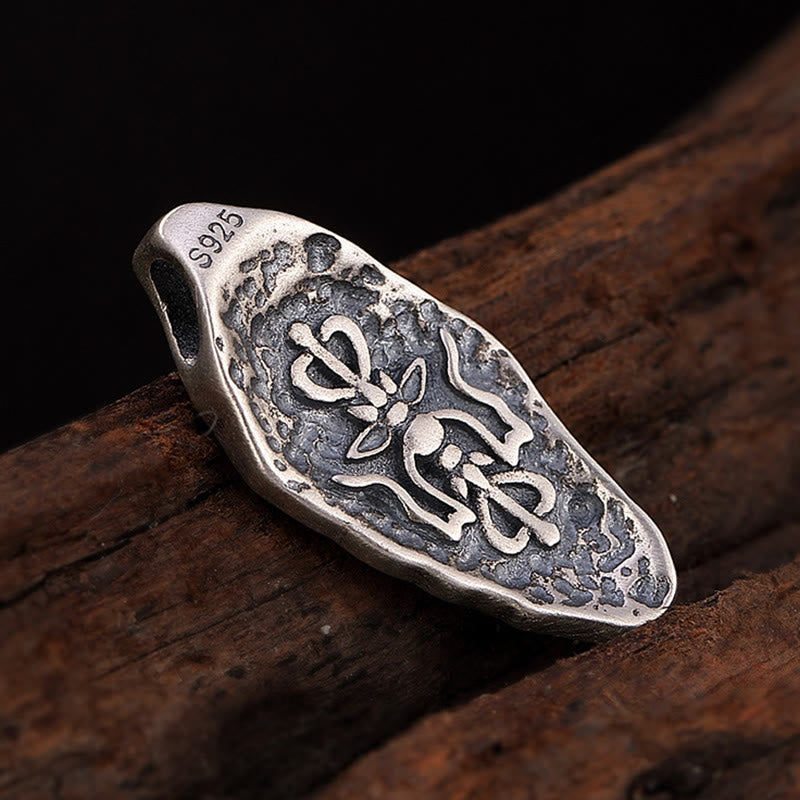 Colgante de plata de ley 925 tibetana con Buddha Stones Om Mani Padme Hum Dorje Vajra, colgante de fuerza grabado - image 9