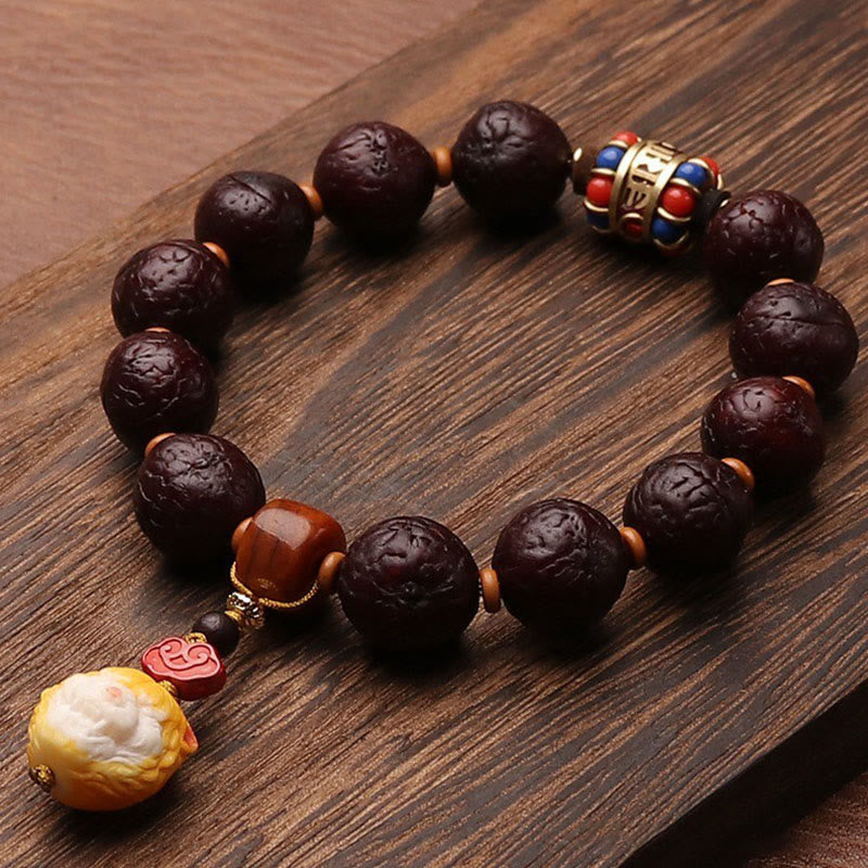 Cuenta de ágata de semilla de Bodhi tibetana, abalorio de borla de suerte y riqueza, Mala para muñeca