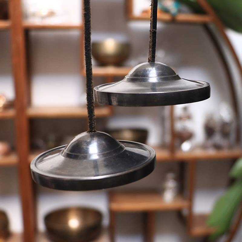 Campana tibetana Tingsha de cobre, decoración de la suerte con bolsa