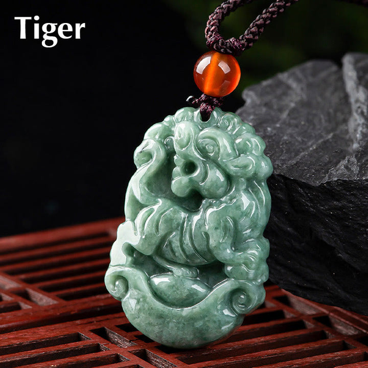 Colgante de collar de prosperidad del zodíaco chino con Buddha Stones de jade natural 12 - Tigre - image 17