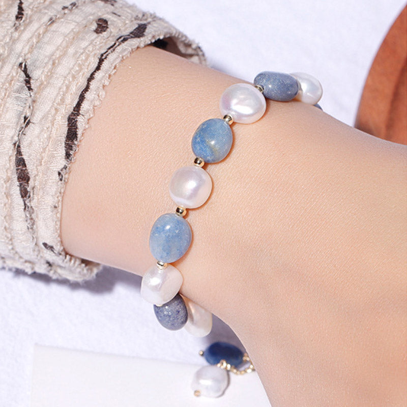 Pulsera curativa de cuentas de perlas de cristal de aventurina azul natural con Buddha Stones