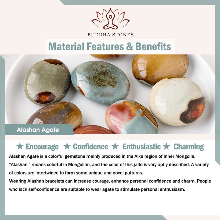 Pulsera de Ágata Natural de Alashan con Piedras de Buda