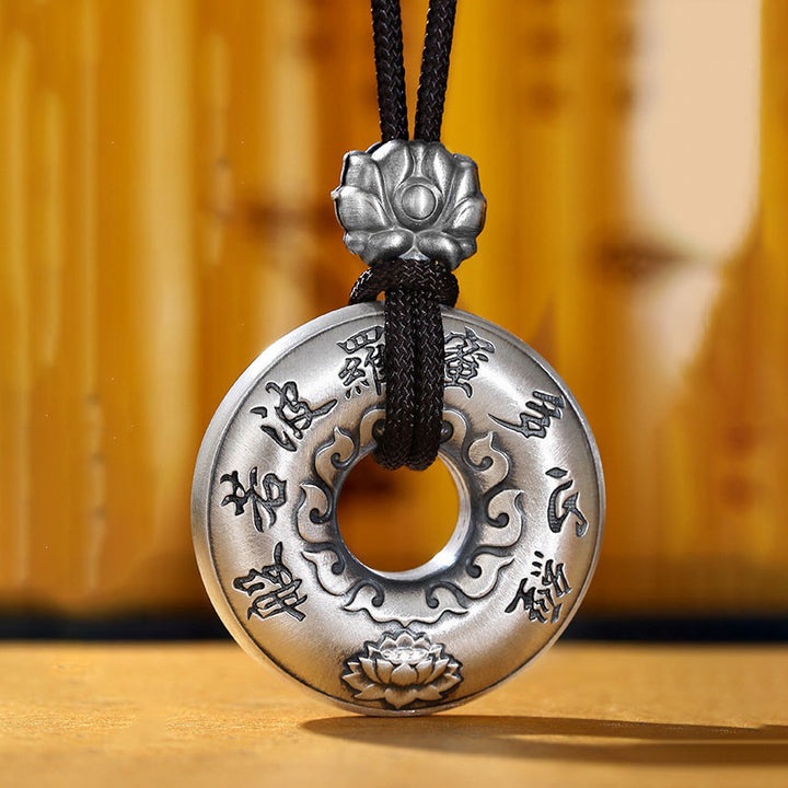 Colgante de plata de ley 999 con forma de corazón, Sutra, loto, hebilla de la paz - image 5