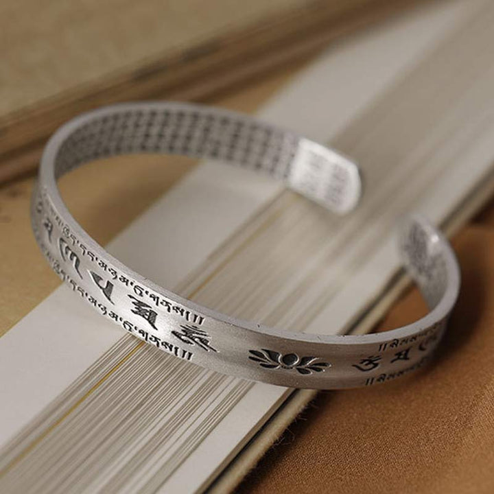 Pulsera de plata de ley 999 con Buddha Stones Om Mani Padme Hum Lotus Wisdom