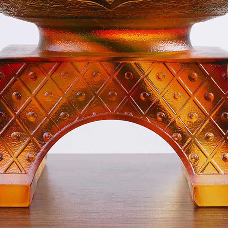 Hecho a mano Liuli Crystal PiXiu Treasure Bowl Art Piece Decoración del hogar