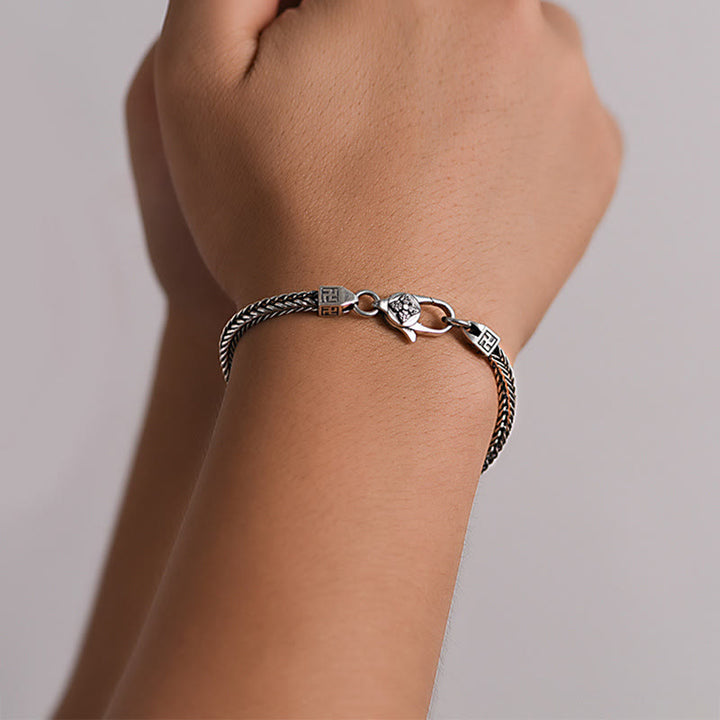 Pulsera de cadena de poder espiritual con Buddha Stones, doble Dorje Vajra y esvástica tibetana