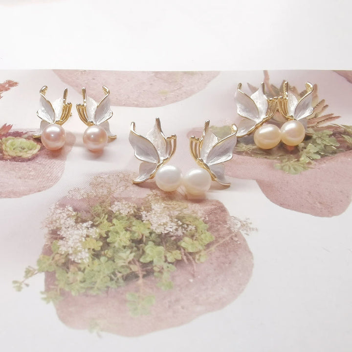 Pendientes de plata de ley 925 con Buddha Stones , chapados en cobre, oro, perlas naturales, mariposa, sabiduría